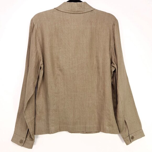 Caslon 100% Linen Jacket Invisible Button Up Lightweight Blazer Women's Large - Picture 2 of 11